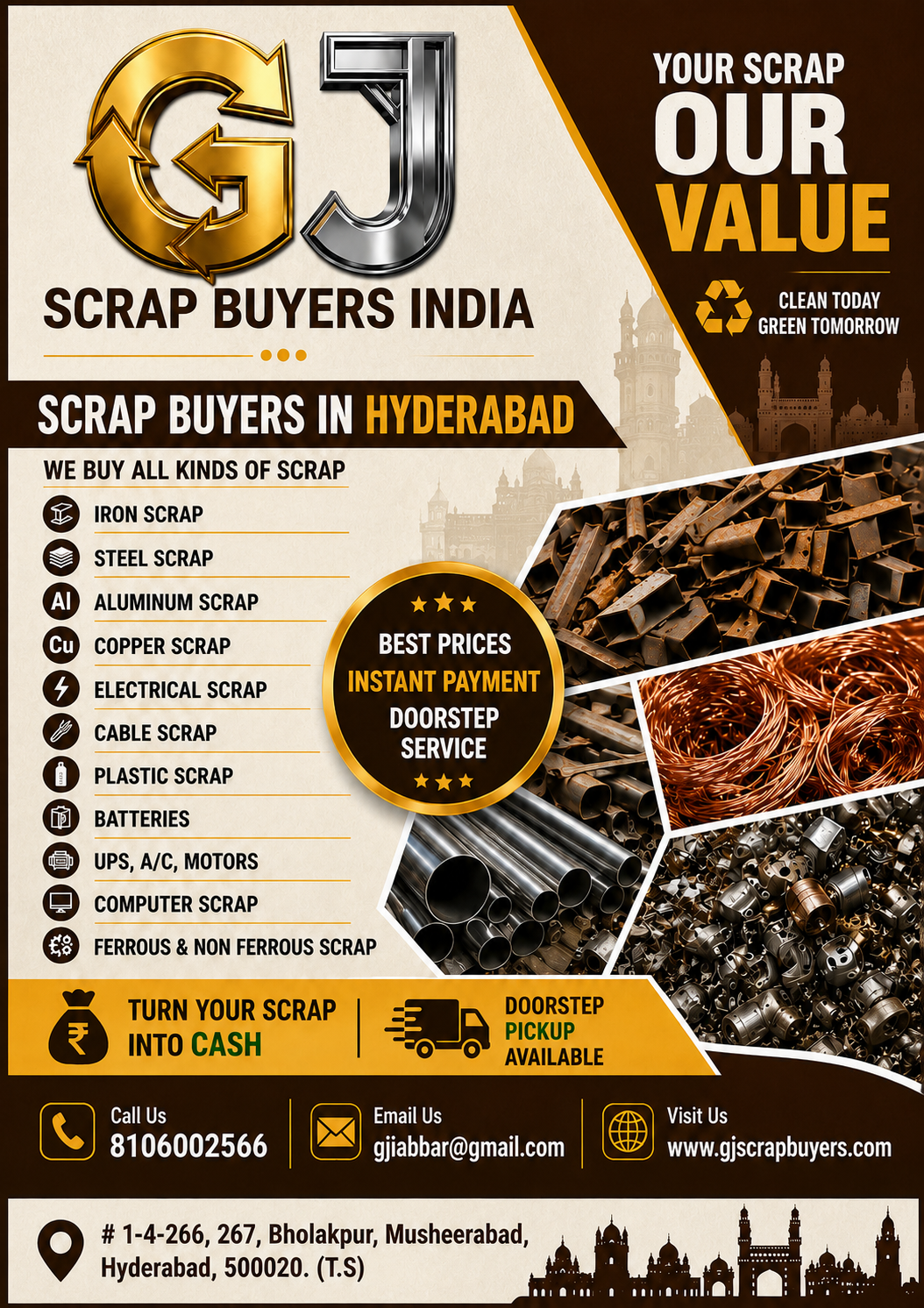 Copper Scrap Buyers Kukatpally | GJ Scrap Buyers Hyderabad